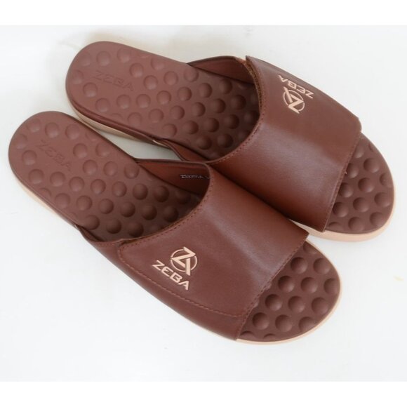 Zeba Men\'s 14 Massaging Brown Leather Sandals Hook & Loop Strap Comfort Shoes main image 8